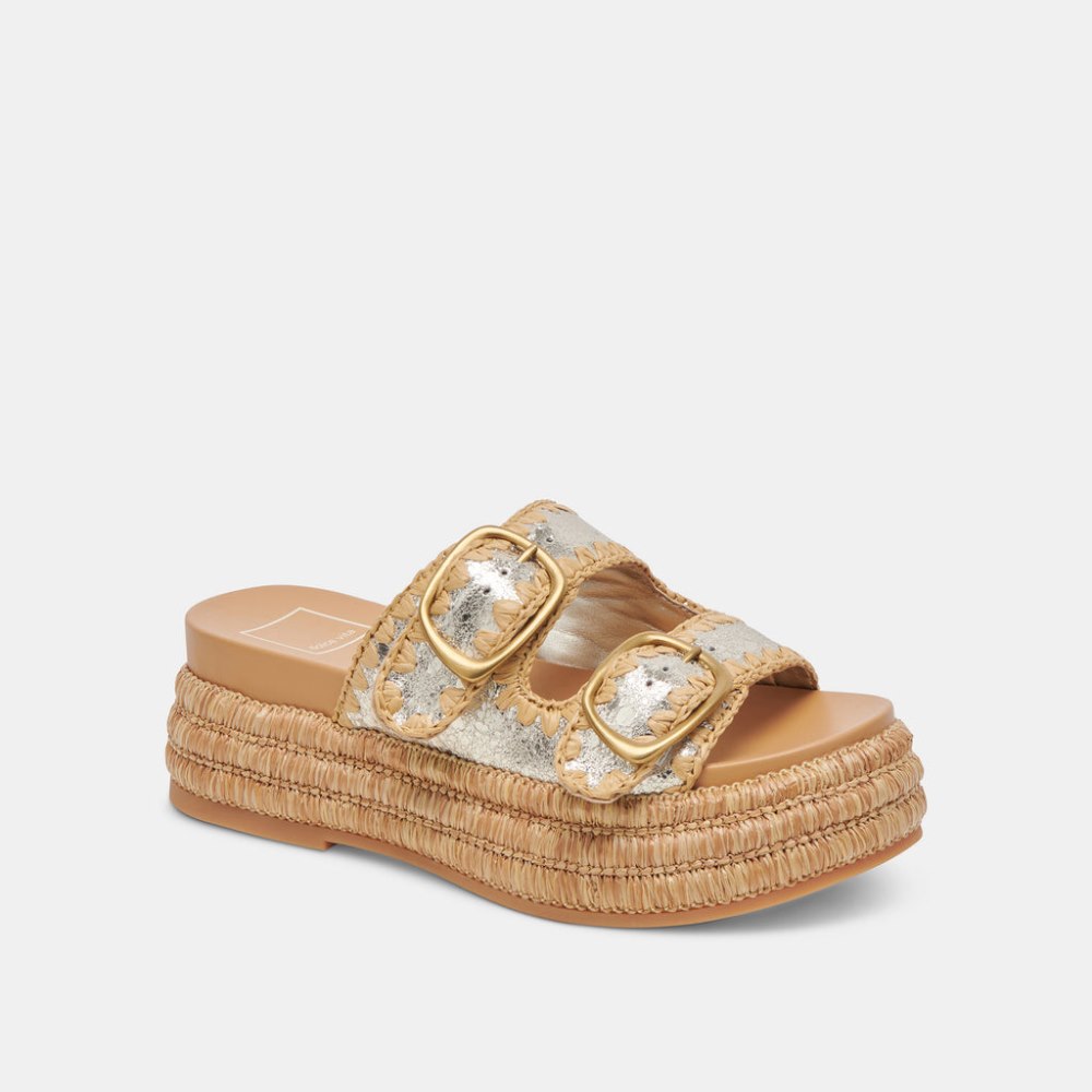 Dolce Vita Wanika Sandals Platinum Crackled Leather