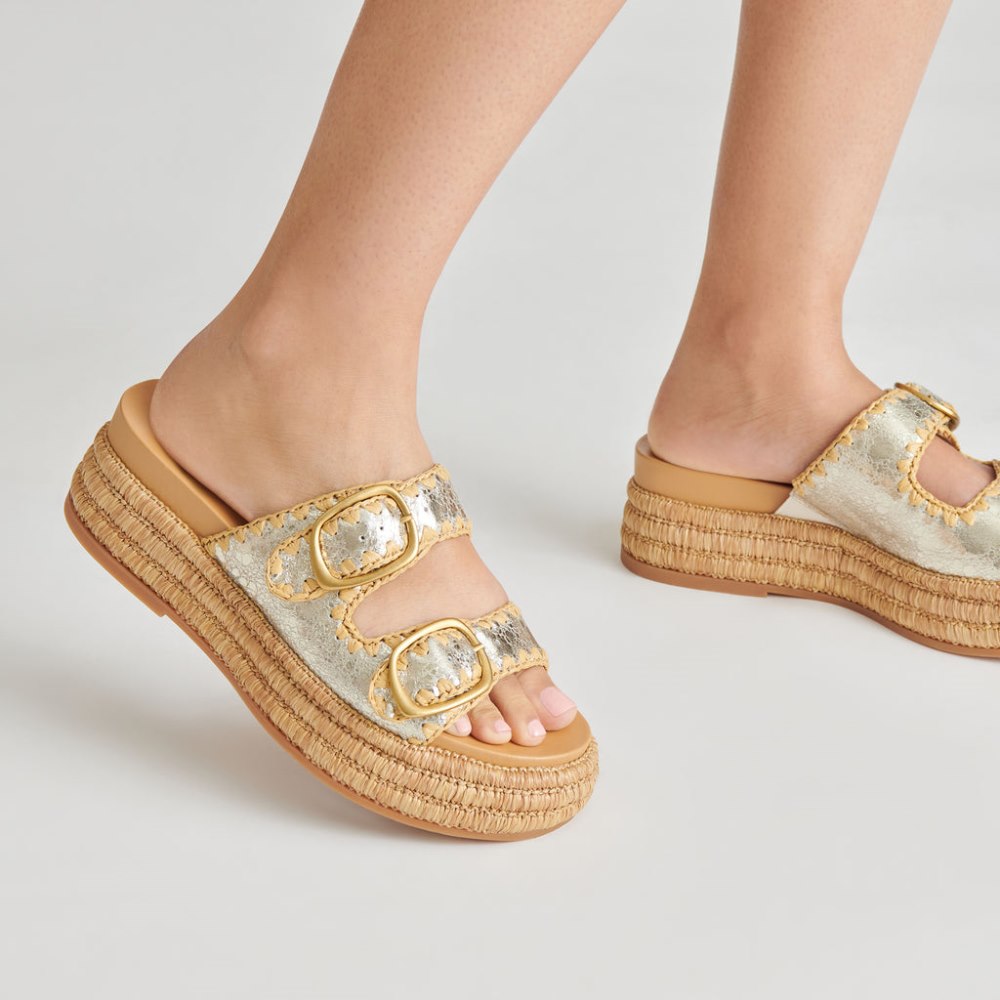 Dolce Vita Wanika Sandals Platinum Crackled Leather
