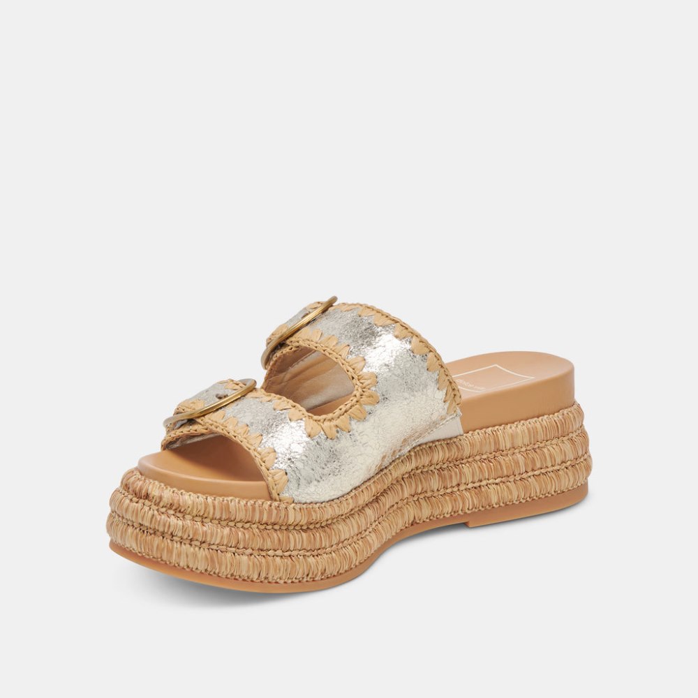 Dolce Vita Wanika Sandals Platinum Crackled Leather
