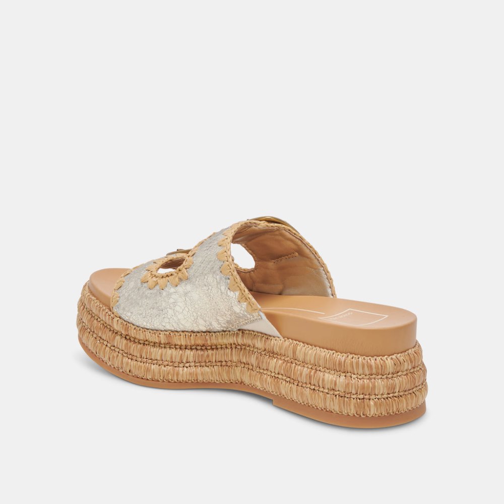 Dolce Vita Wanika Sandals Platinum Crackled Leather