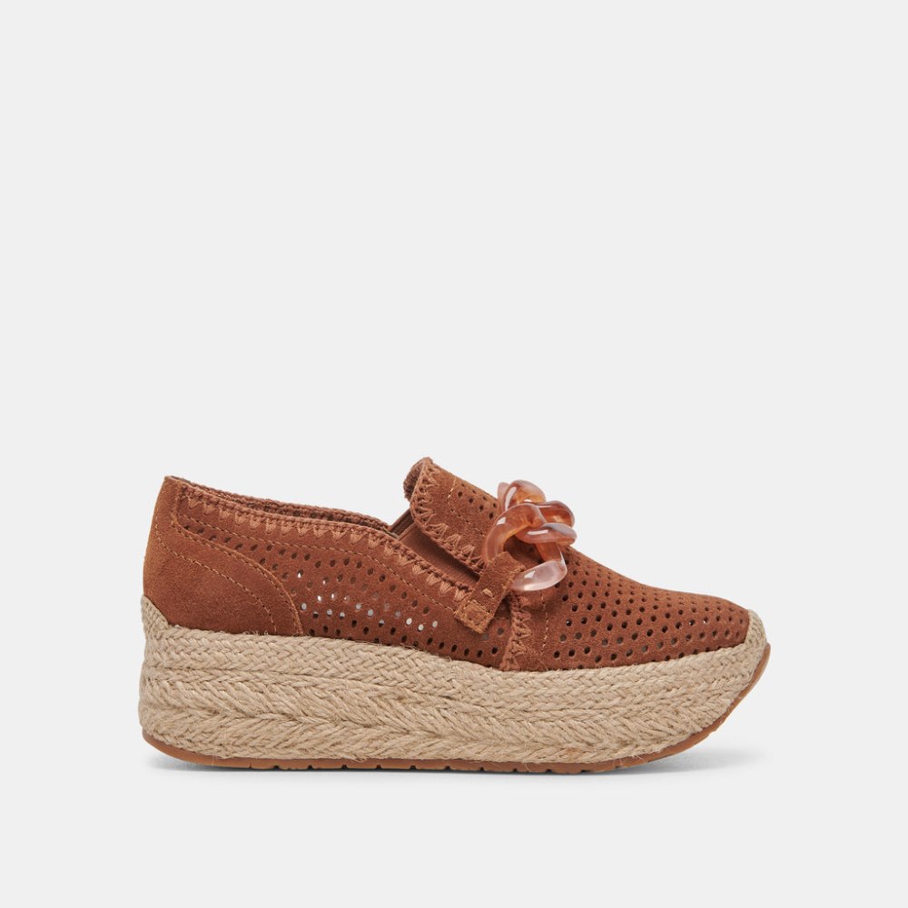 Dolce Vita Jhenee Espadrille Sneakers Pecan Perforated Suede
