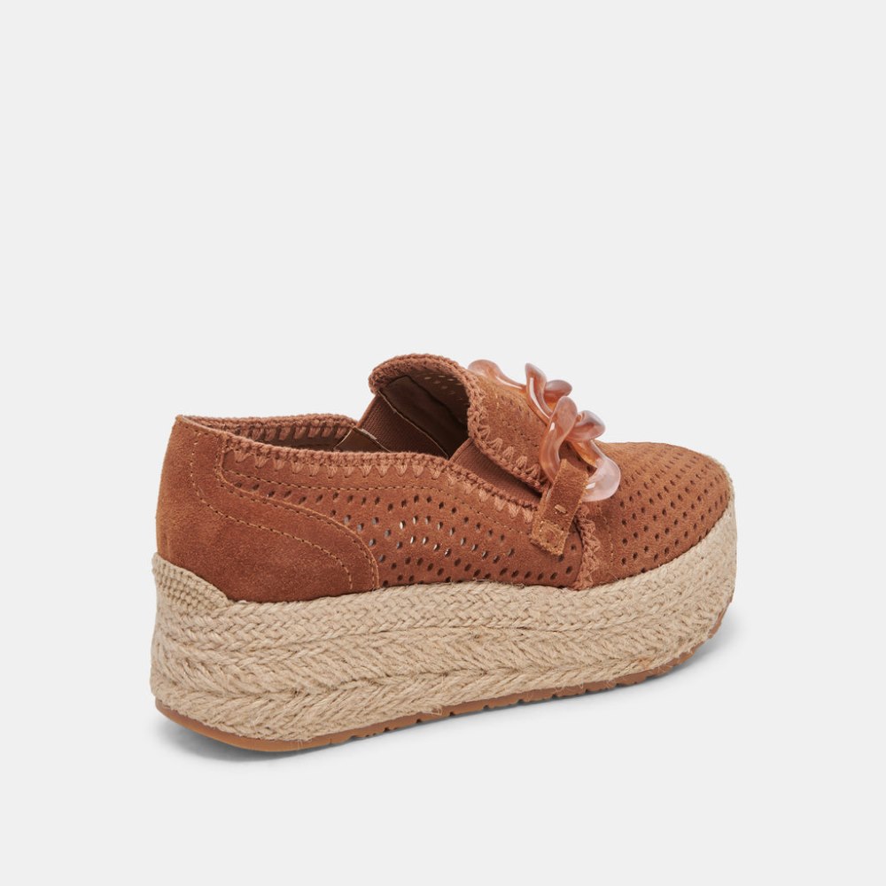 Dolce Vita Jhenee Espadrille Sneakers Pecan Perforated Suede
