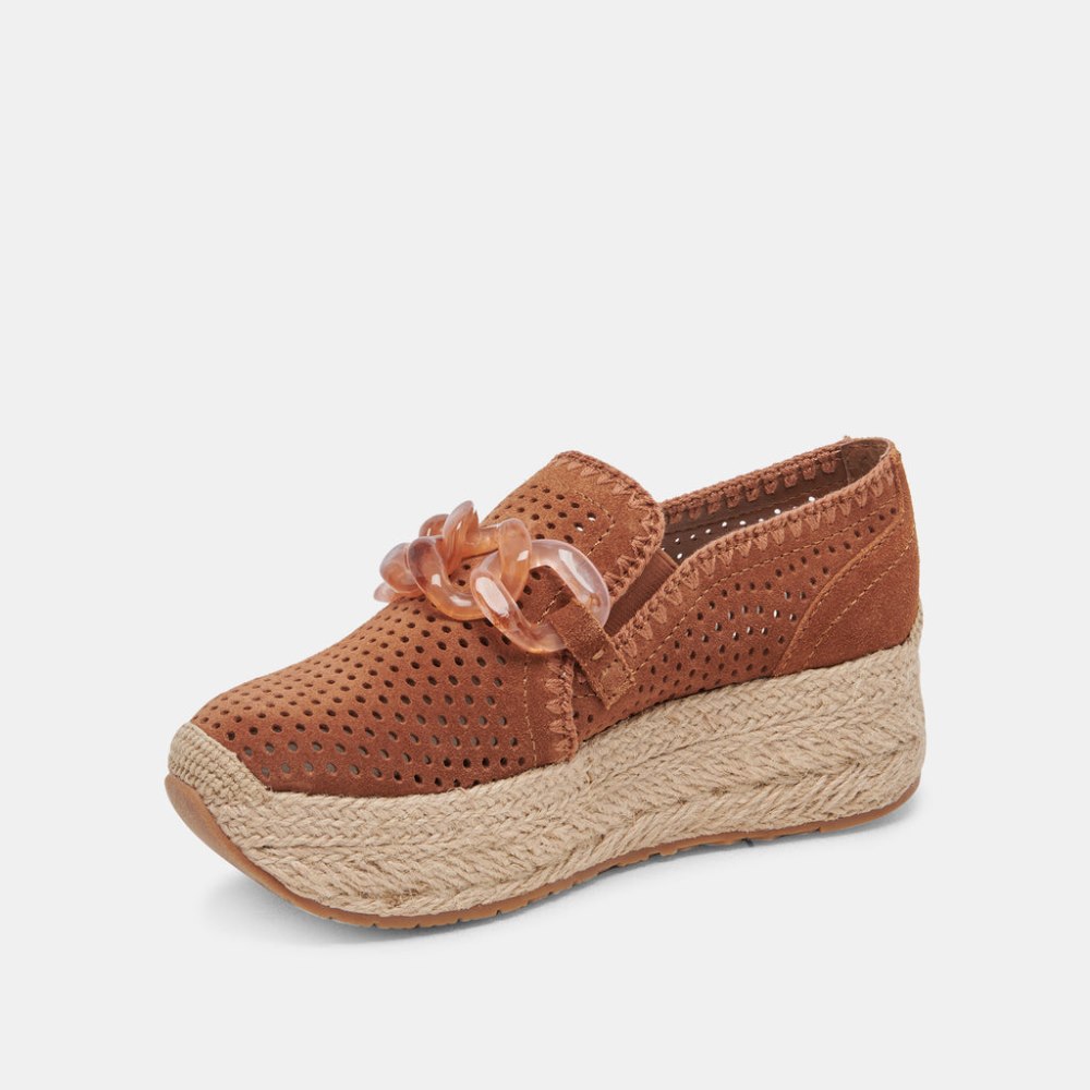 Dolce Vita Jhenee Espadrille Sneakers Pecan Perforated Suede