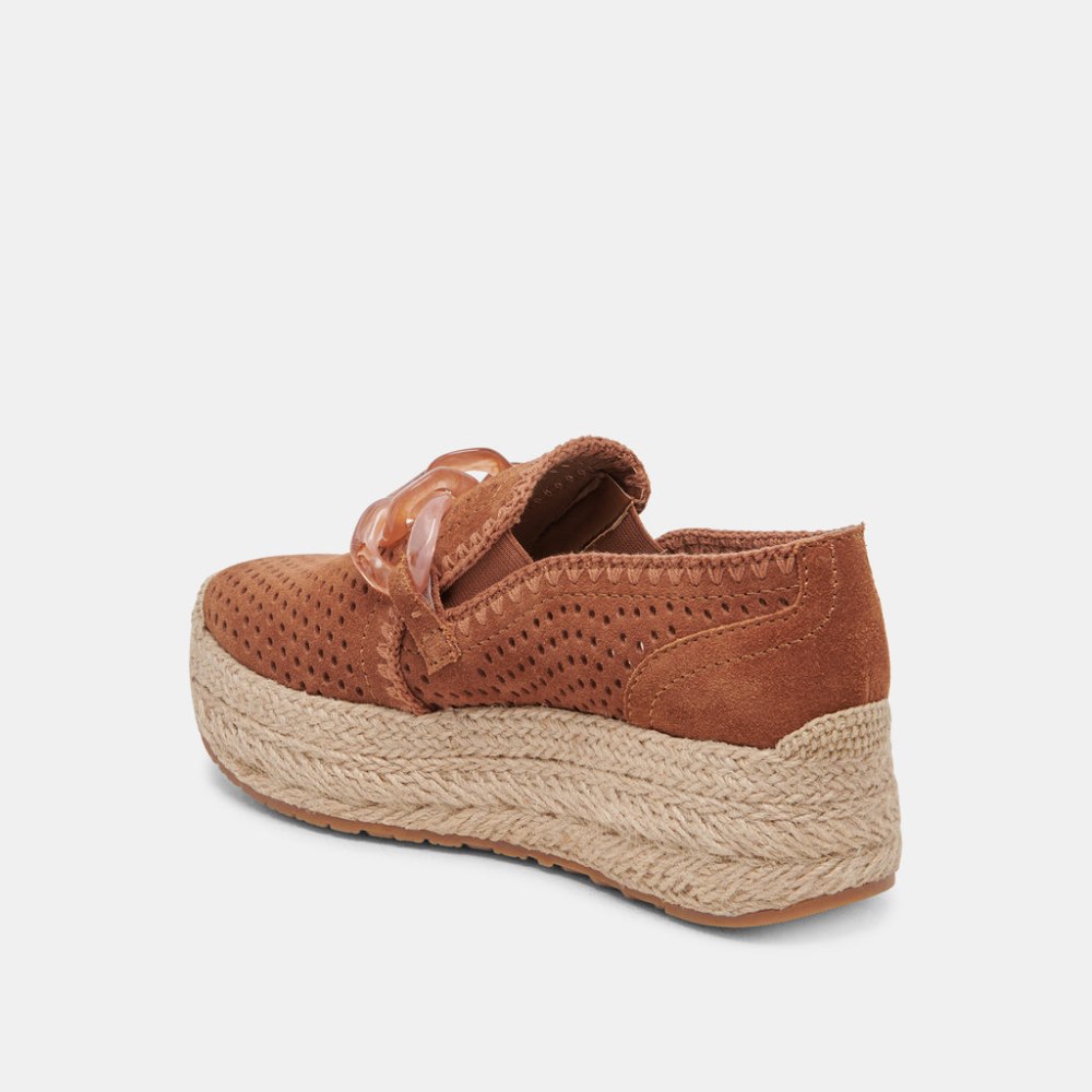 Dolce Vita Jhenee Espadrille Sneakers Pecan Perforated Suede