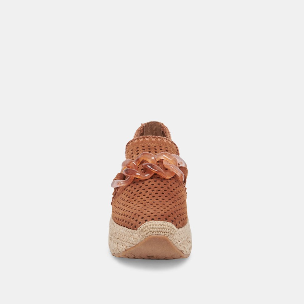 Dolce Vita Jhenee Espadrille Sneakers Pecan Perforated Suede