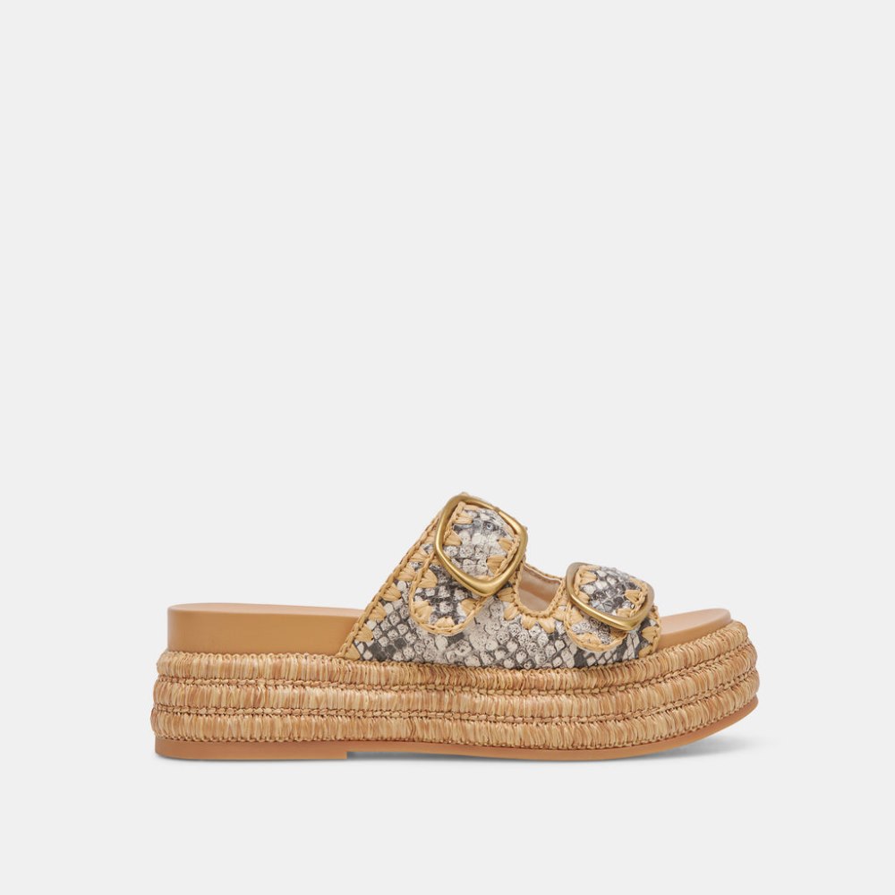Dolce Vita Wanika Sandals Black White Embossed Leather