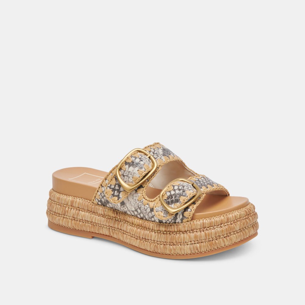 Dolce Vita Wanika Sandals Black White Embossed Leather