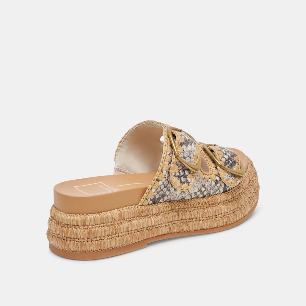 Dolce Vita Wanika Sandals Black White Embossed Leather