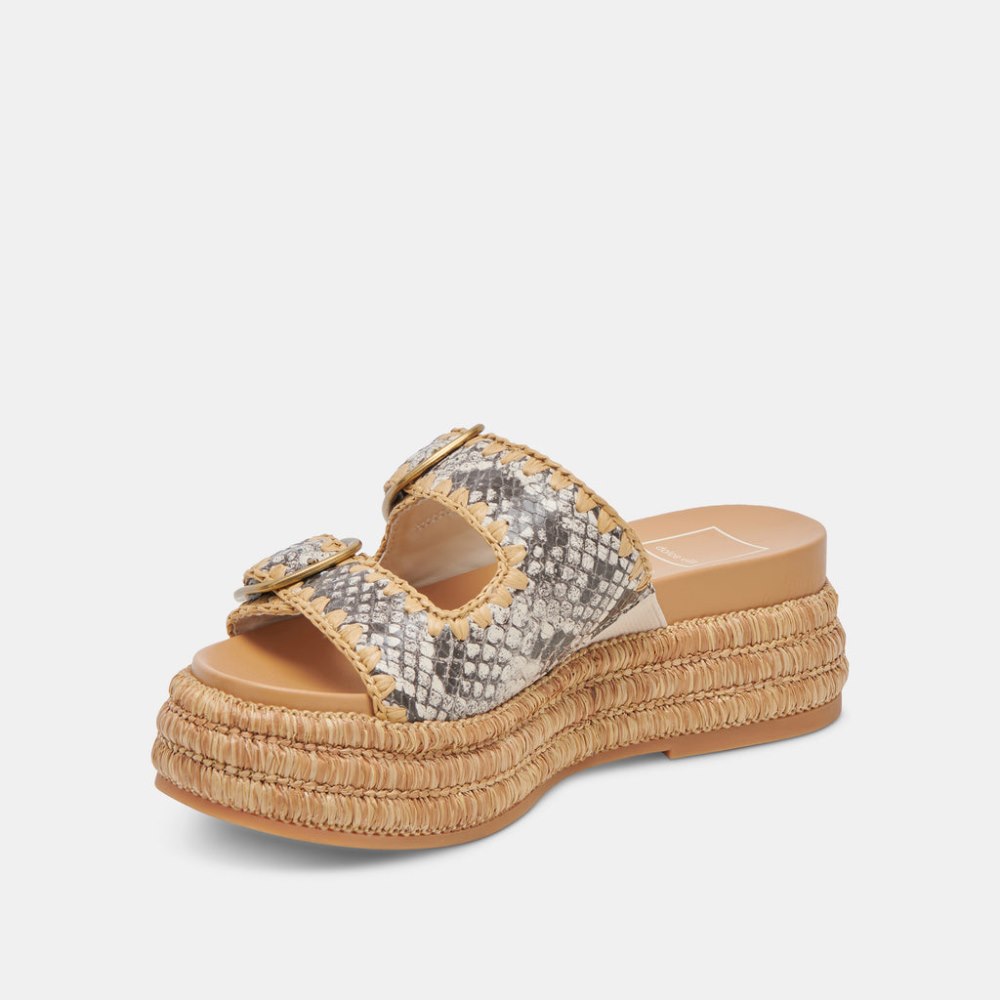 Dolce Vita Wanika Sandals Black White Embossed Leather