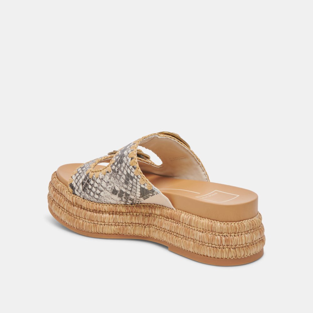Dolce Vita Wanika Sandals Black White Embossed Leather