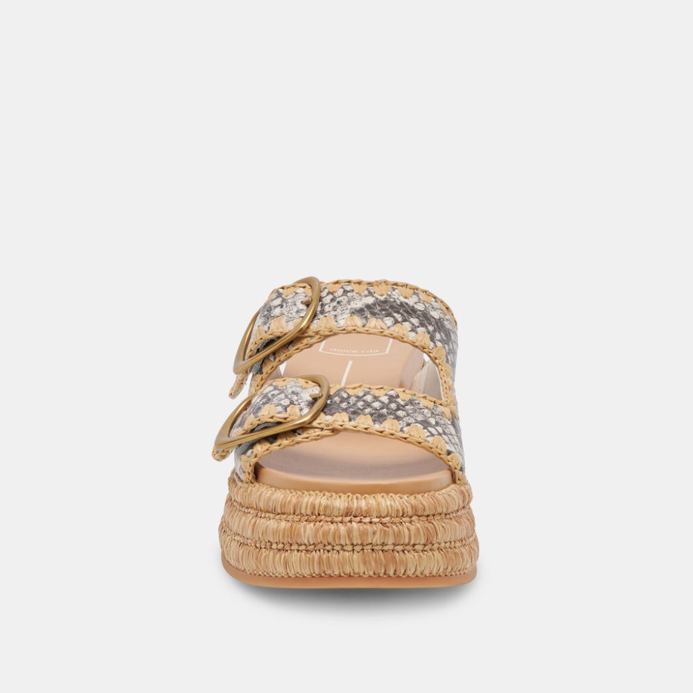 Dolce Vita Wanika Sandals Black White Embossed Leather
