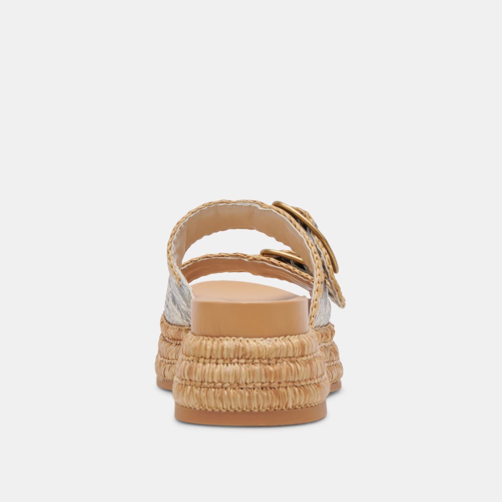 Dolce Vita Wanika Sandals Black White Embossed Leather