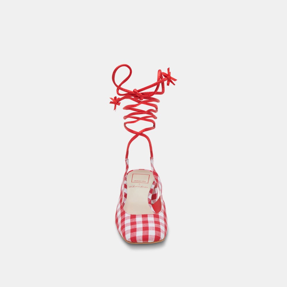 Dolce Vita Elodie Heels White Red Gingham