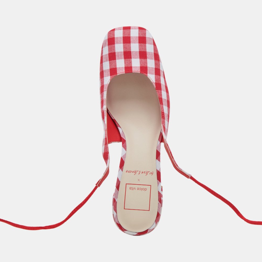 Dolce Vita Elodie Heels White Red Gingham