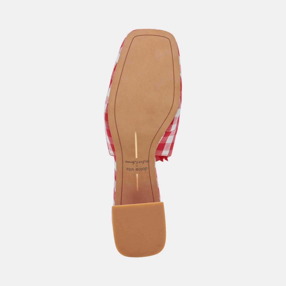 Dolce Vita Elodie Heels White Red Gingham