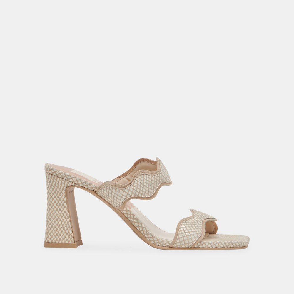 Dolce Vita Ilva Heels White Natural Embossed Leather