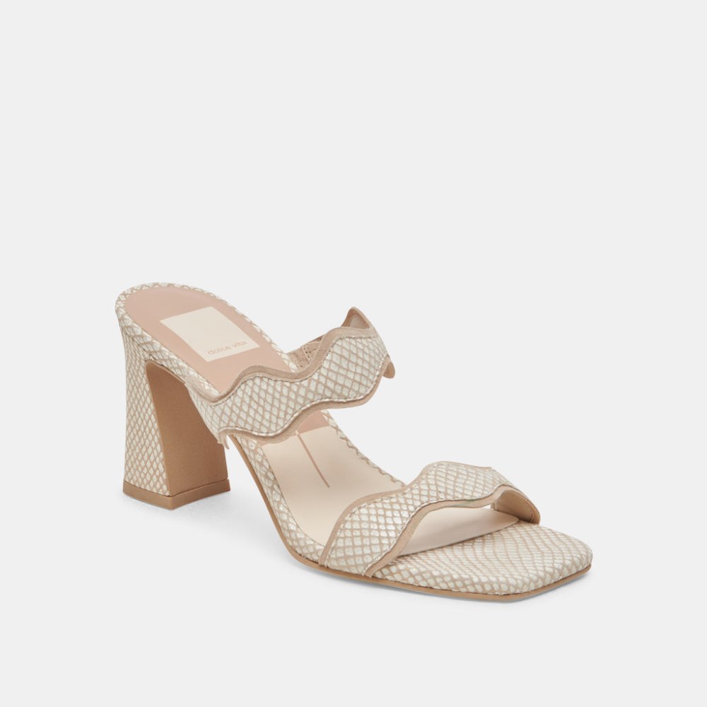 Dolce Vita Ilva Heels White Natural Embossed Leather