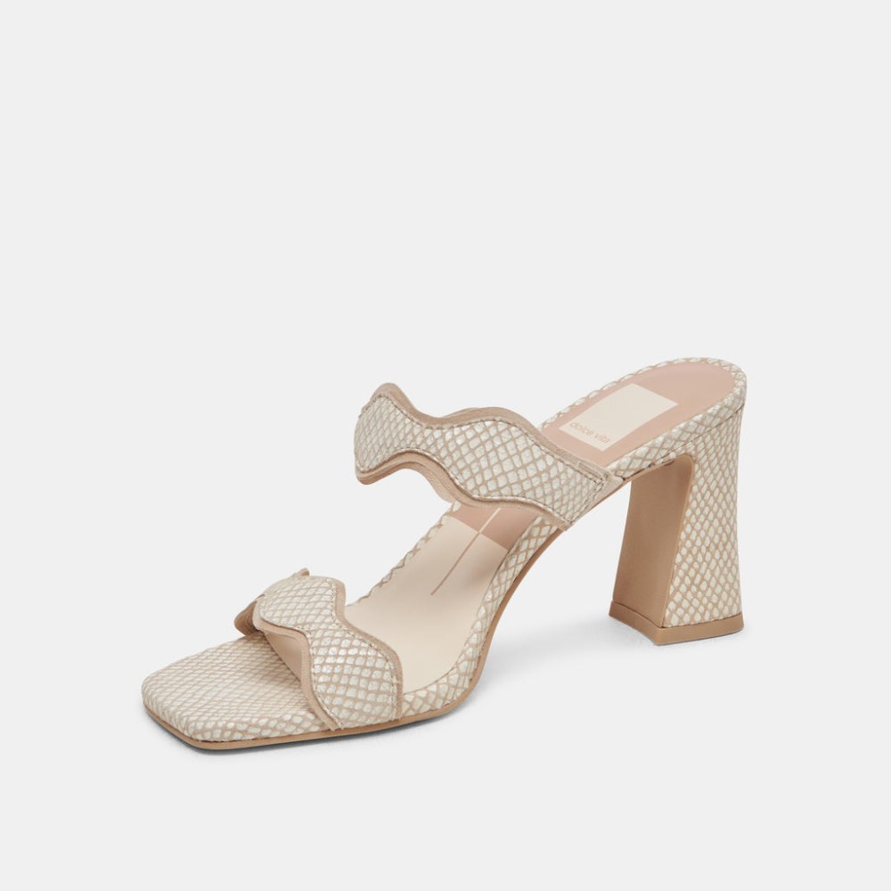 Dolce Vita Ilva Heels White Natural Embossed Leather