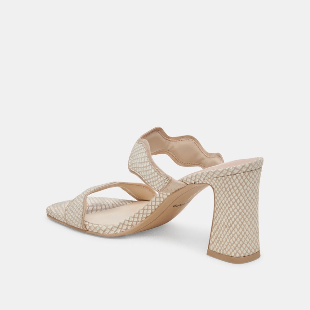 Dolce Vita Ilva Heels White Natural Embossed Leather