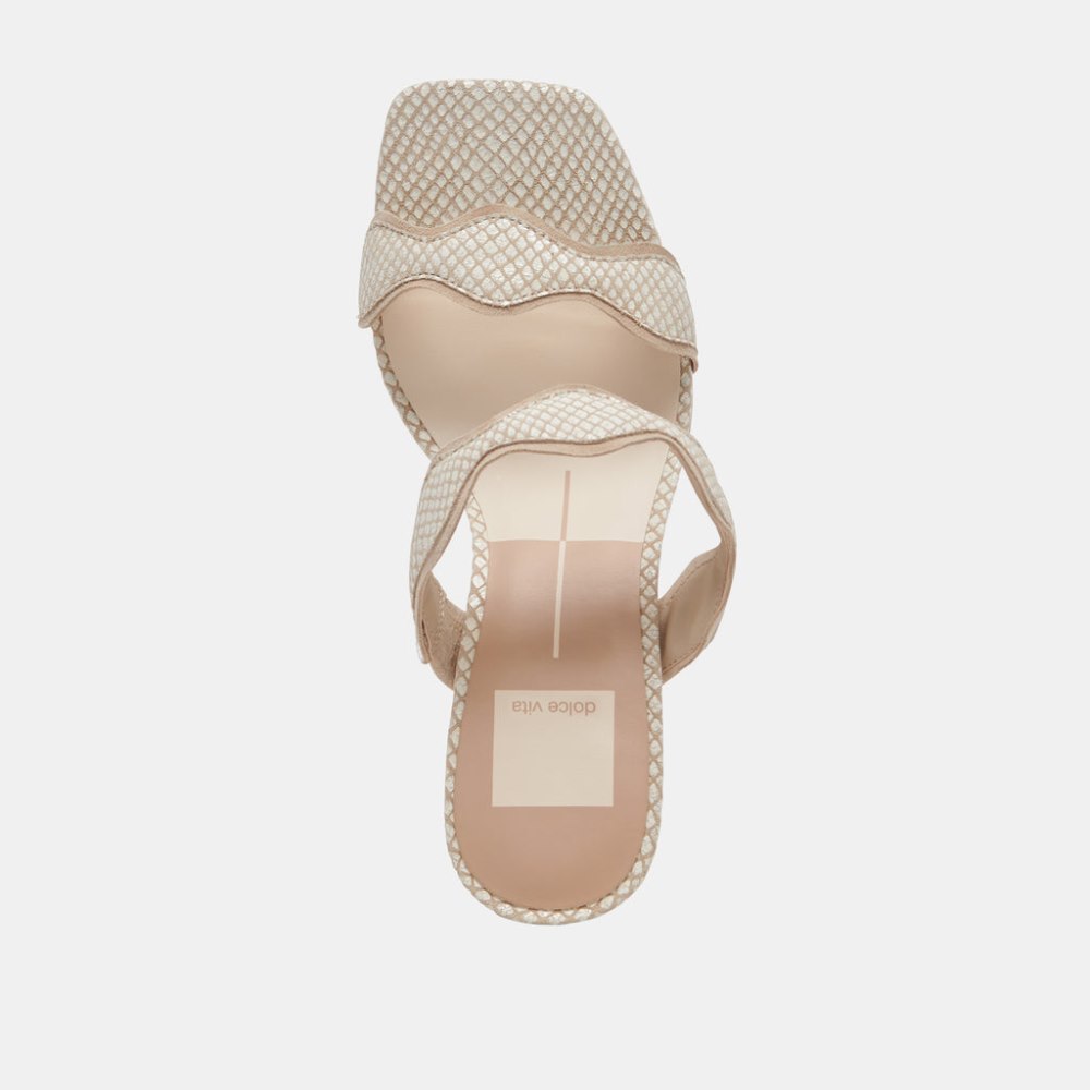Dolce Vita Ilva Heels White Natural Embossed Leather