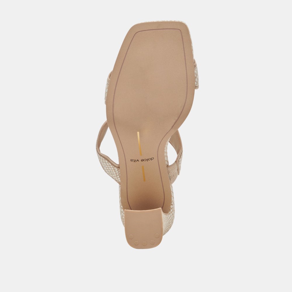 Dolce Vita Ilva Heels White Natural Embossed Leather