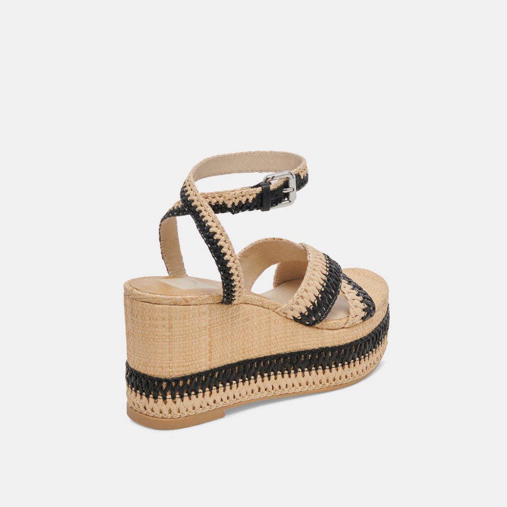 Dolce Vita Tulane Wedges Black Natural Raffia