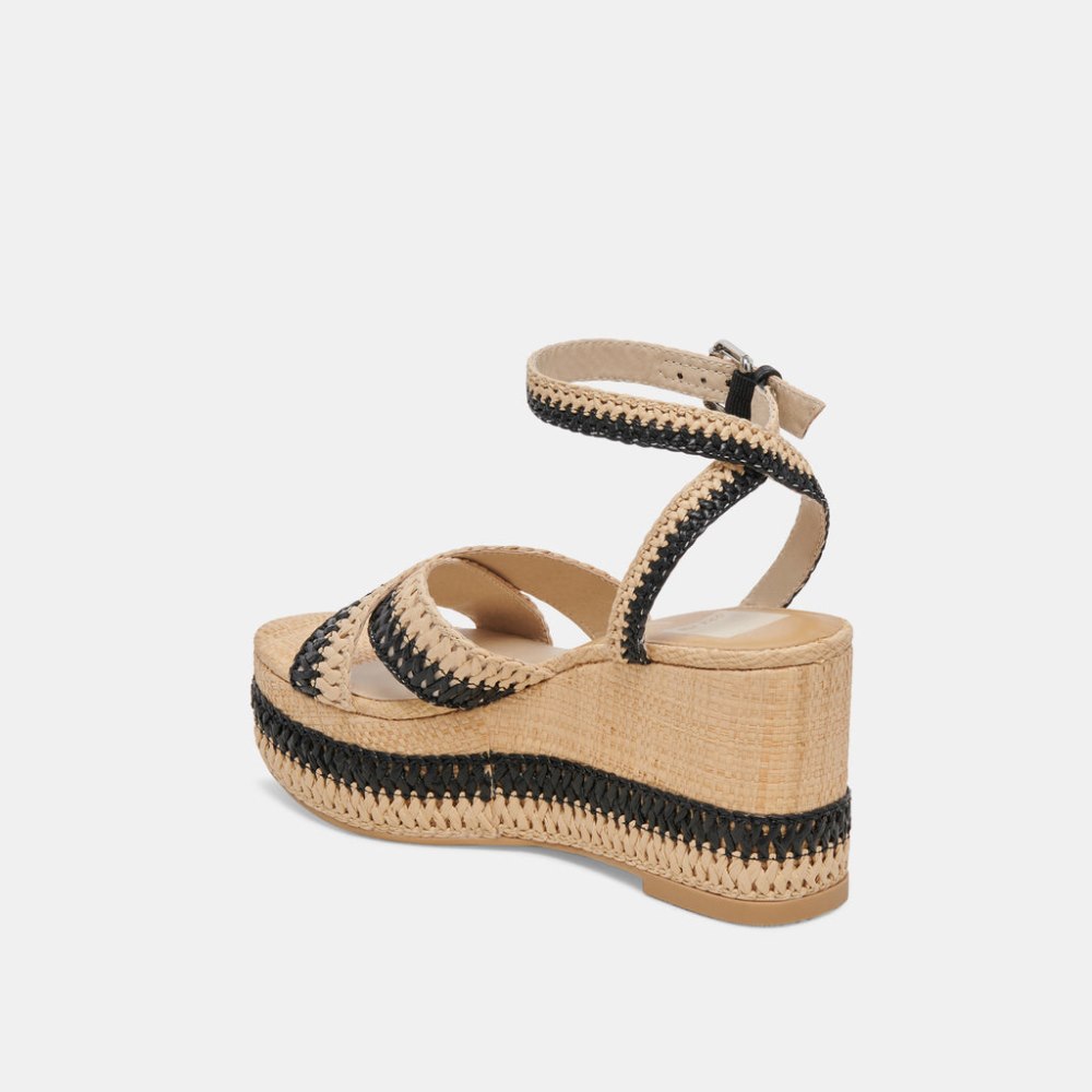 Dolce Vita Tulane Wedges Black Natural Raffia