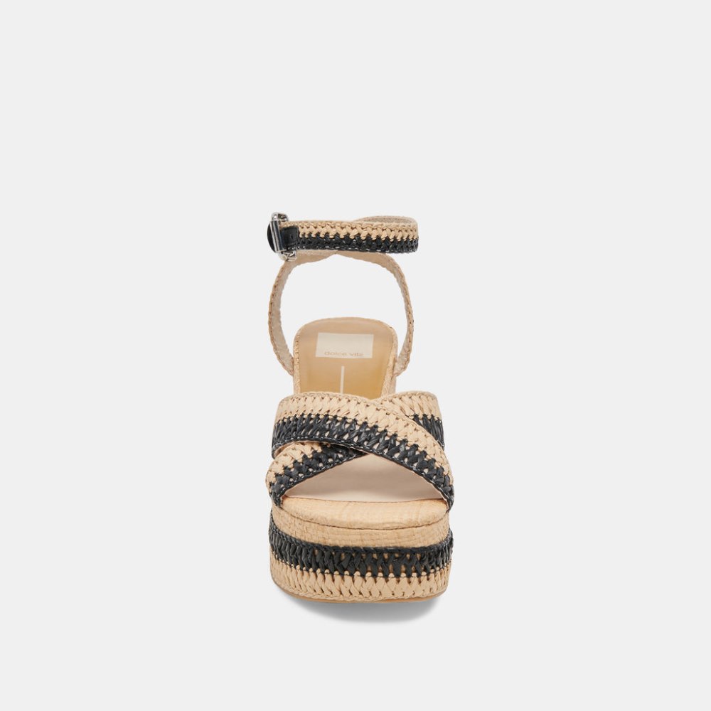 Dolce Vita Tulane Wedges Black Natural Raffia