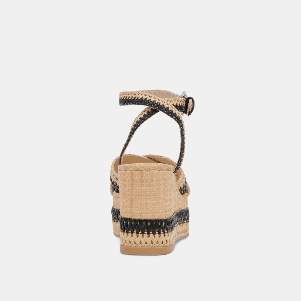 Dolce Vita Tulane Wedges Black Natural Raffia