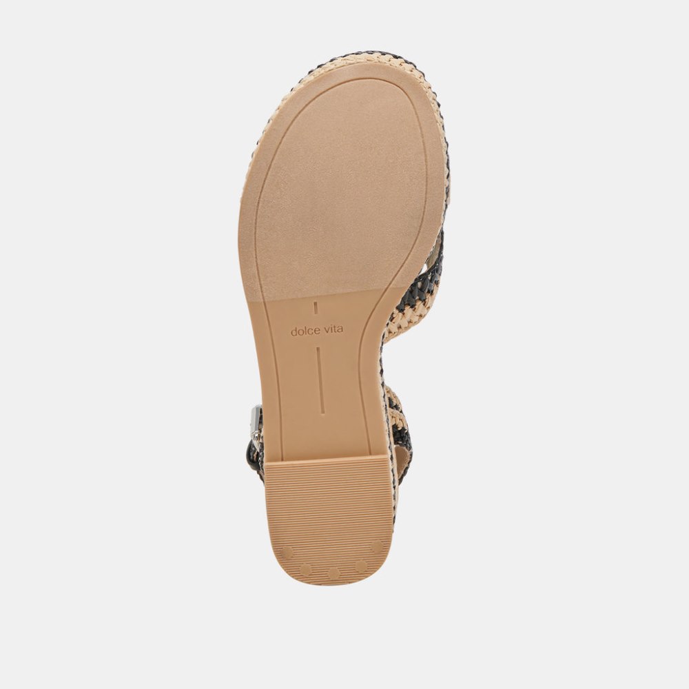 Dolce Vita Tulane Wedges Black Natural Raffia
