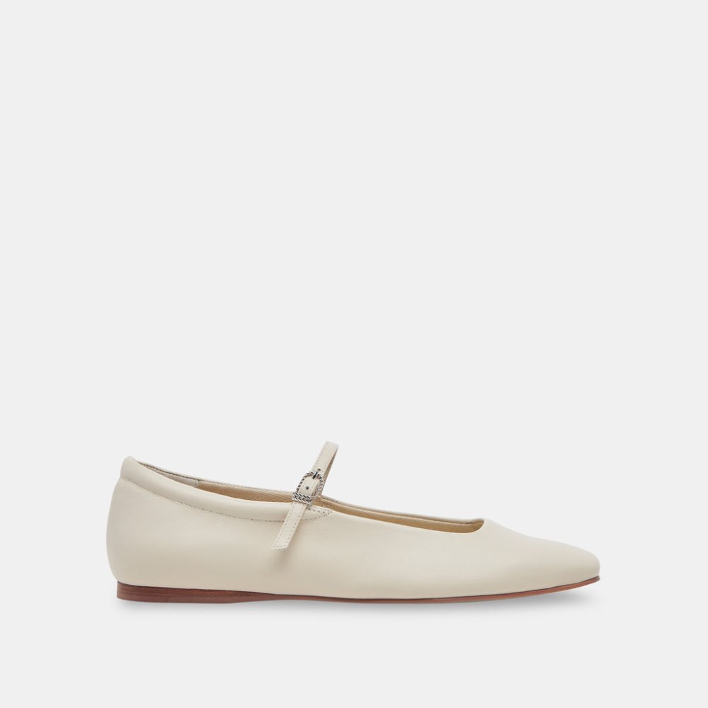 Dolce Vita Reyes Wide Ballet Flats Ivory Leather