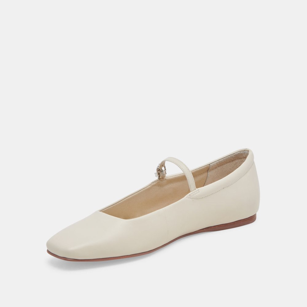 Dolce Vita Reyes Wide Ballet Flats Ivory Leather