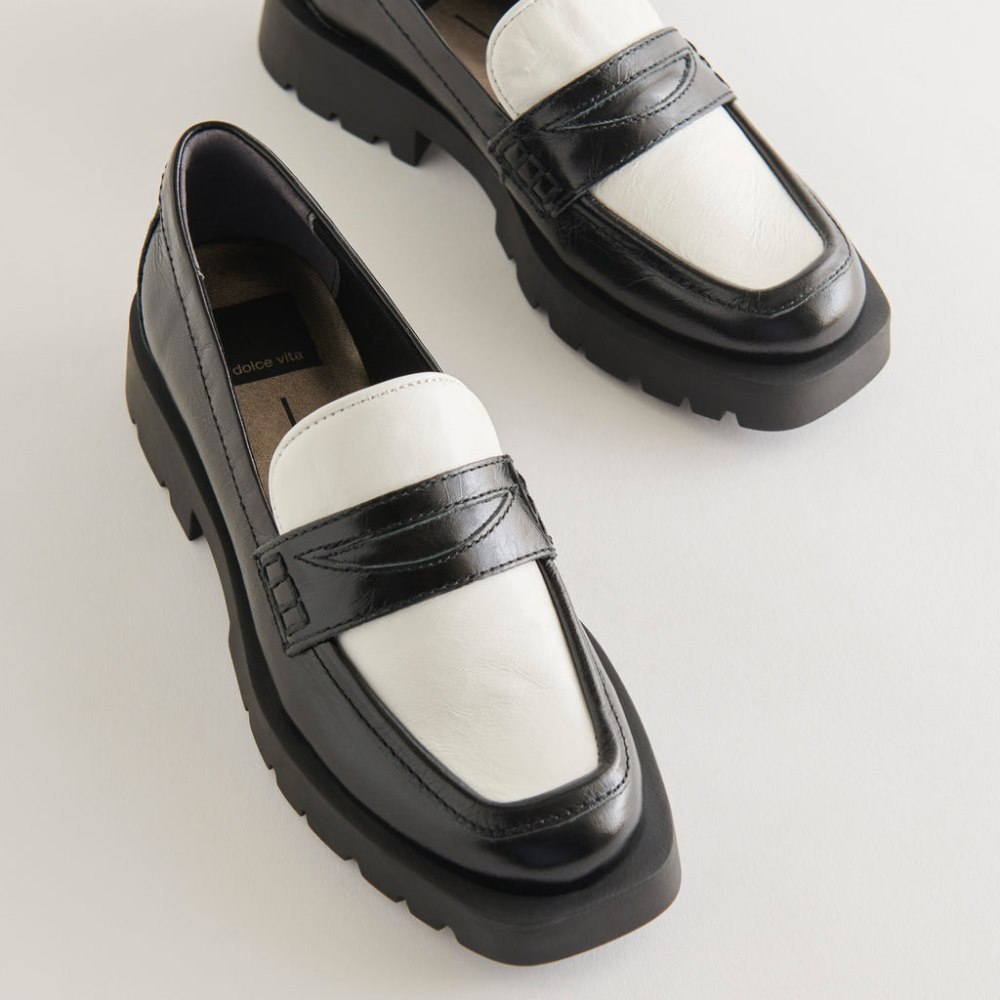 Dolce Vita Elias Flats Black White Crinkle Patent