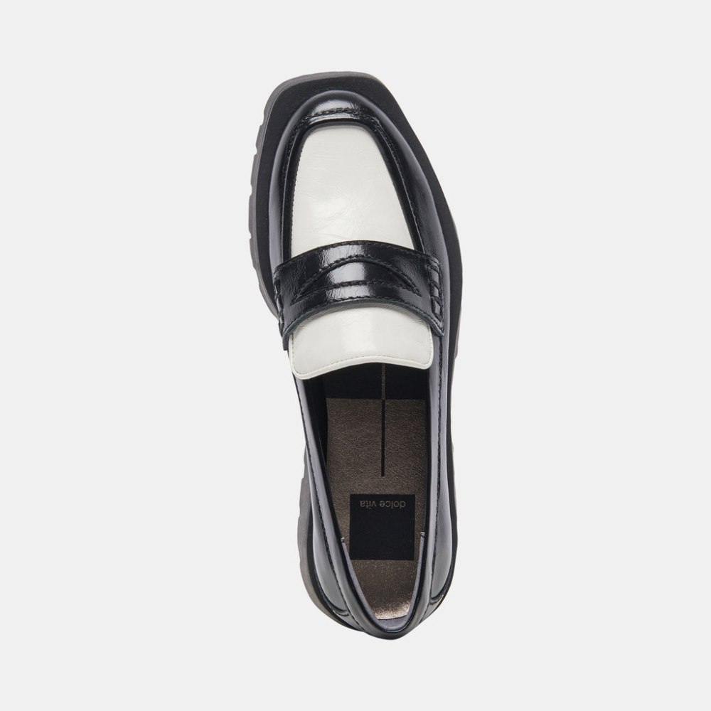 Dolce Vita Elias Flats Black White Crinkle Patent