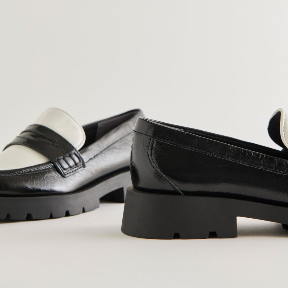 Dolce Vita Elias Flats Black White Crinkle Patent