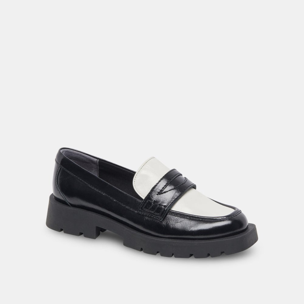 Dolce Vita Elias Flats Black White Crinkle Patent