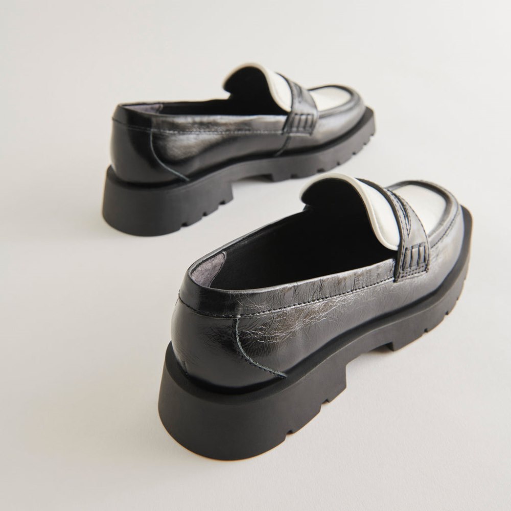 Dolce Vita Elias Flats Black White Crinkle Patent