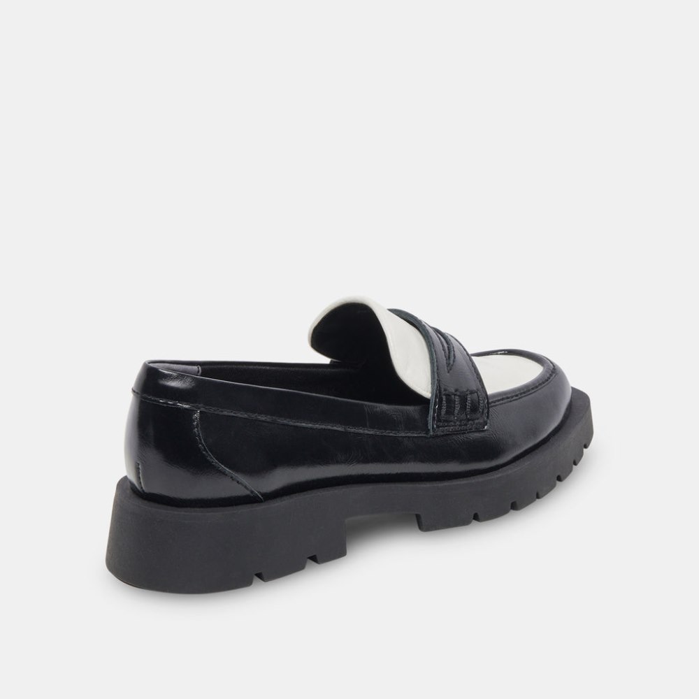Dolce Vita Elias Flats Black White Crinkle Patent
