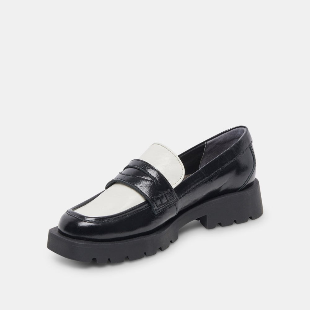 Dolce Vita Elias Flats Black White Crinkle Patent