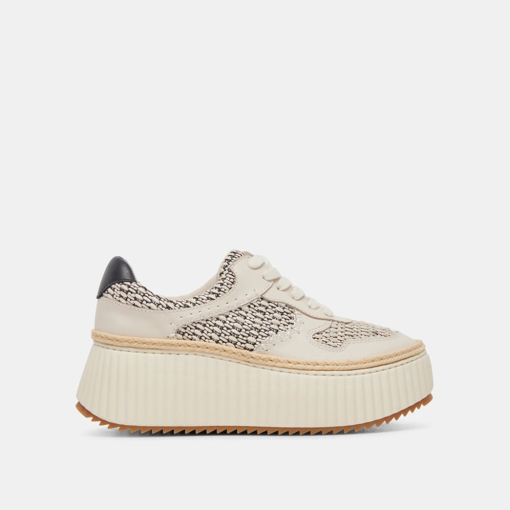 Dolce Vita Dandi Sneakers Black Natural Raffia