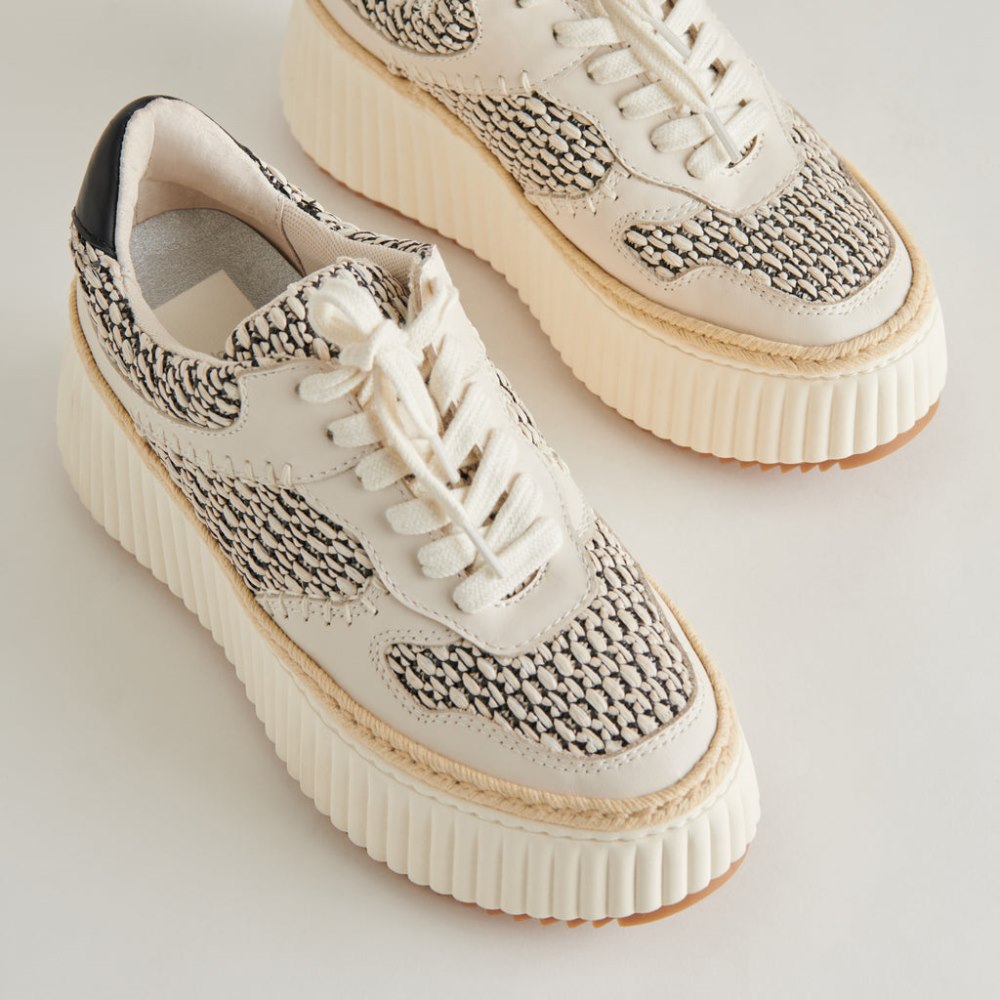 Dolce Vita Dandi Sneakers Black Natural Raffia
