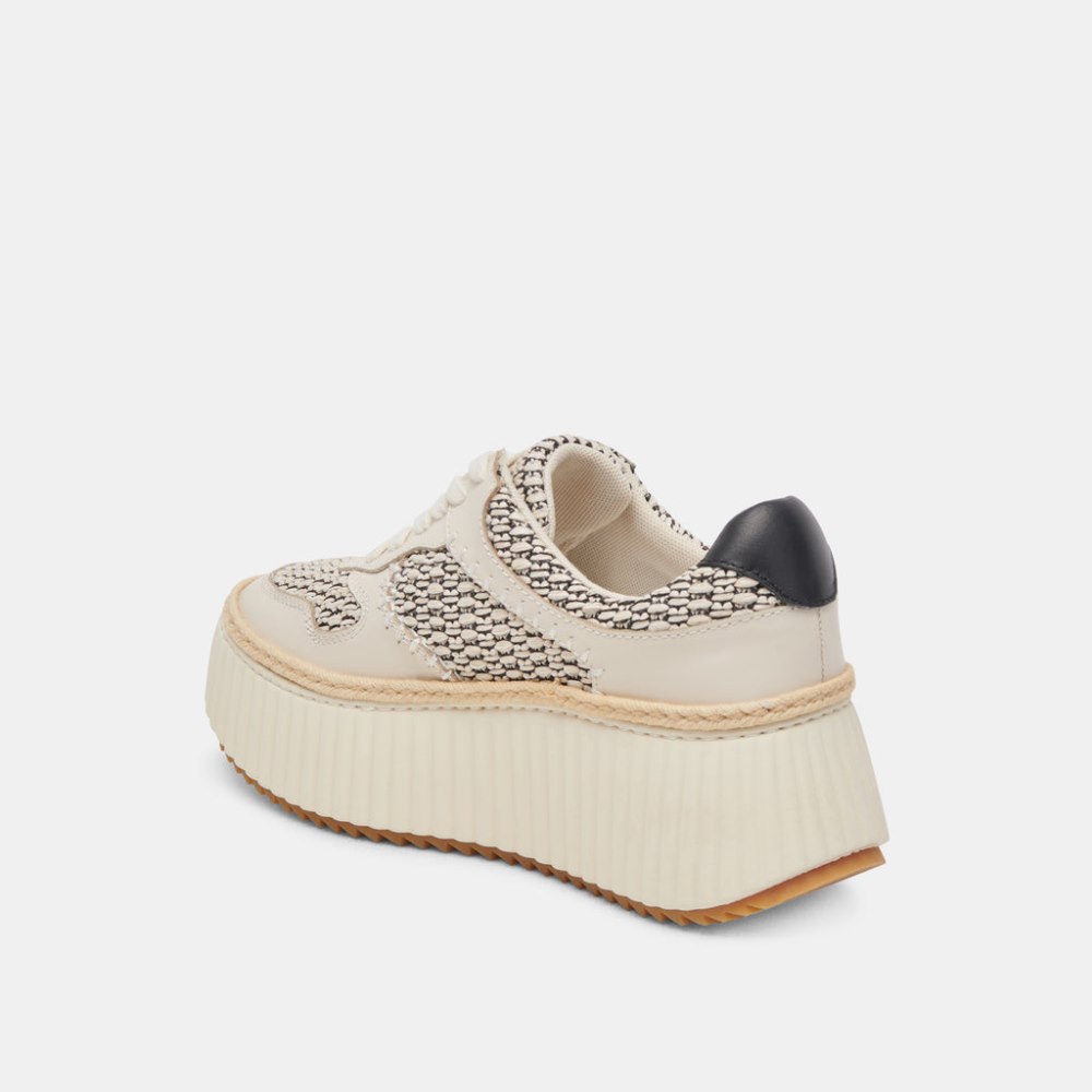 Dolce Vita Dandi Sneakers Black Natural Raffia