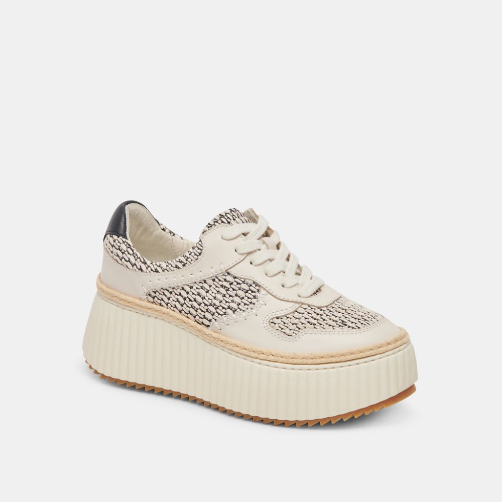 Dolce Vita Dandi Sneakers Black Natural Raffia