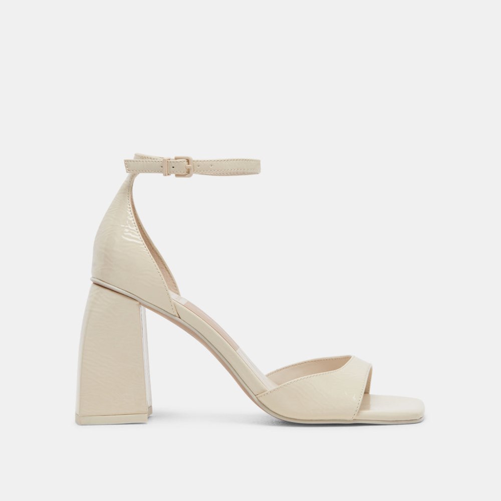 Dolce Vita Janey Heels Ivory Crinkle Patent