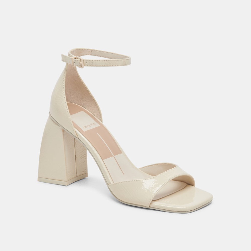 Dolce Vita Janey Heels Ivory Crinkle Patent