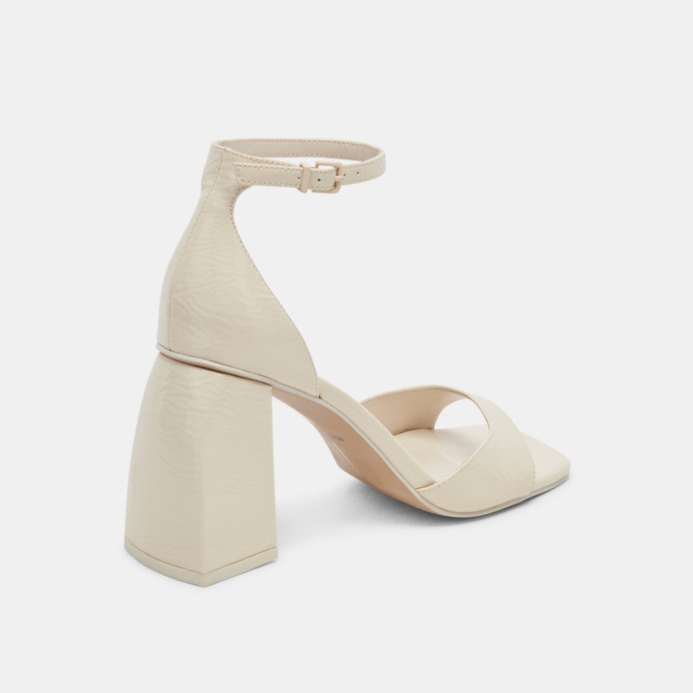 Dolce Vita Janey Heels Ivory Crinkle Patent