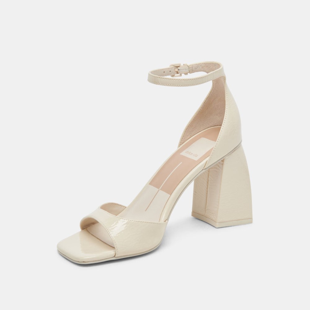 Dolce Vita Janey Heels Ivory Crinkle Patent