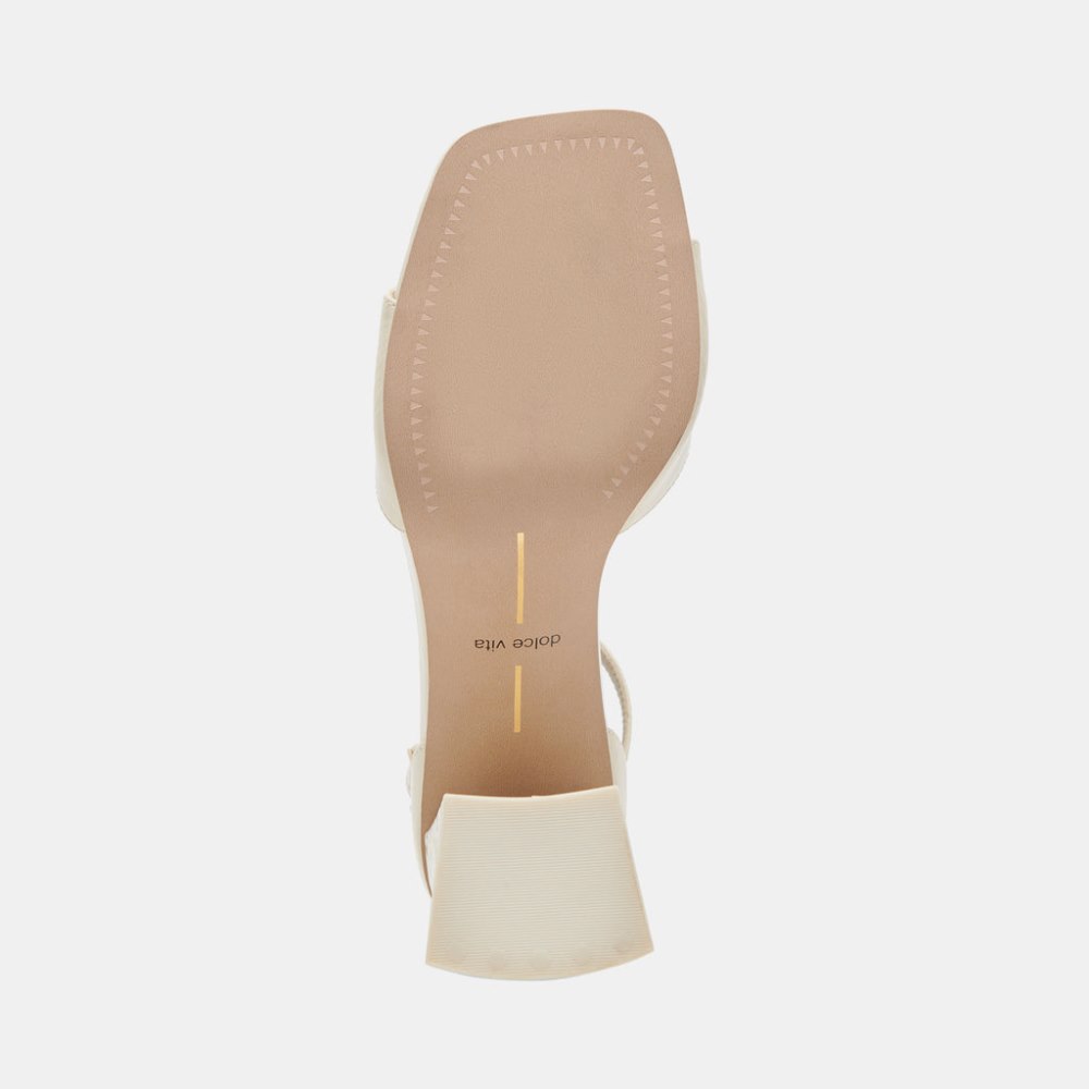 Dolce Vita Janey Heels Ivory Crinkle Patent