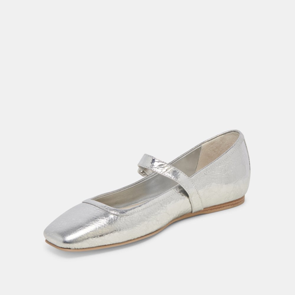 Dolce Vita Rodni Ballet Flats Silver Distressed Leather