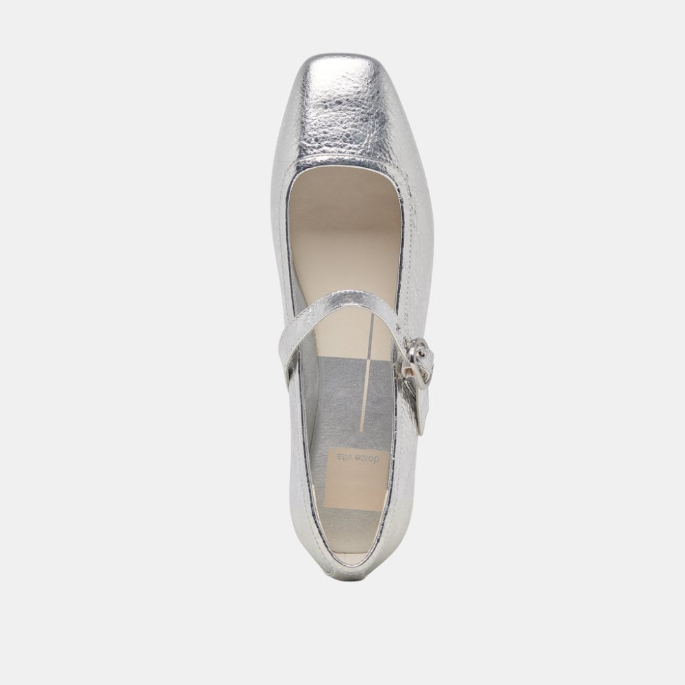 Dolce Vita Rodni Ballet Flats Silver Distressed Leather